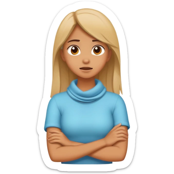 Girl crossing her arms around her neck and crashing out  sticker