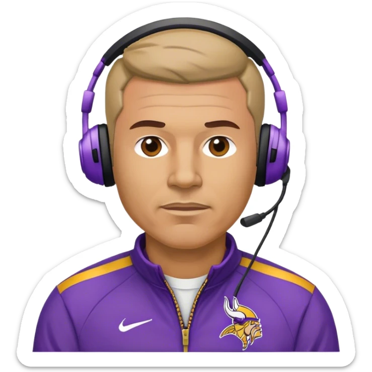 Football coach wearing a headset MINNESOTA VIKINGS PURPLE AND GOLD sticker