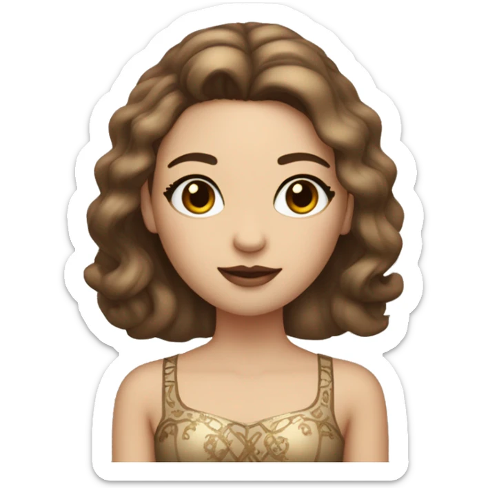 Create the zodiac sign leo as a pale brunette brown hair girl with elaborate makeup and dress that matches the zodiac sign  sticker