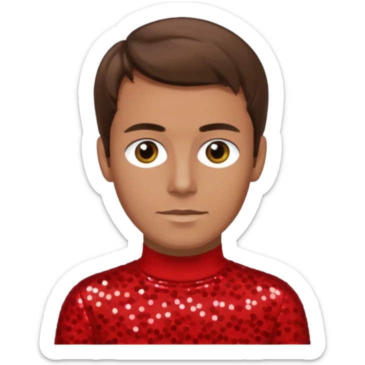 Murray Cook from The Wiggles with brown hair, red sequin skivvy shirt sticker