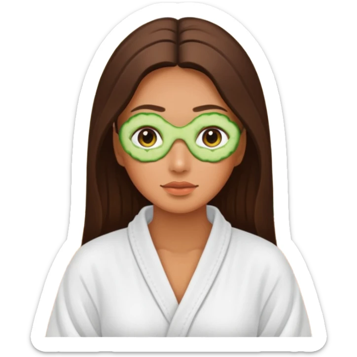 woman at the spa with cucumbers on her eyes and tan skin tone sticker