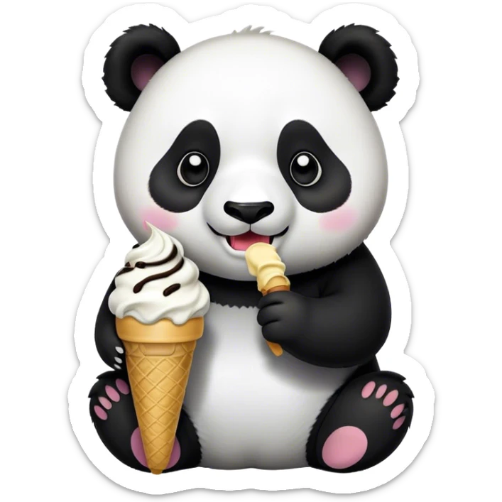 Panda eating ice cream sticker