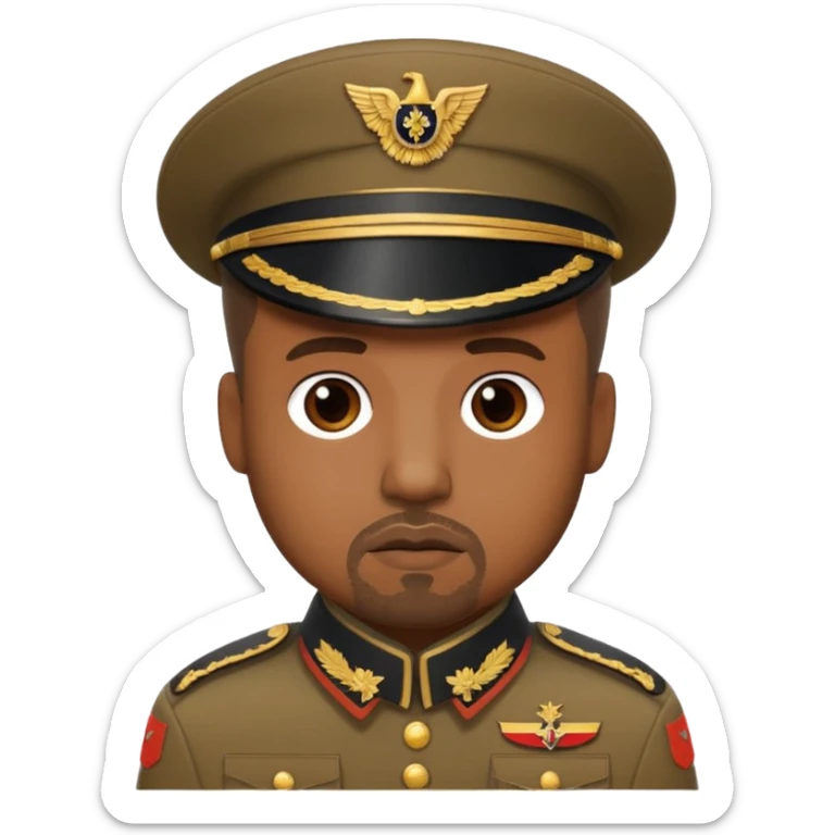 Kanye West inspired emoji wearing vintage German military uniform sticker