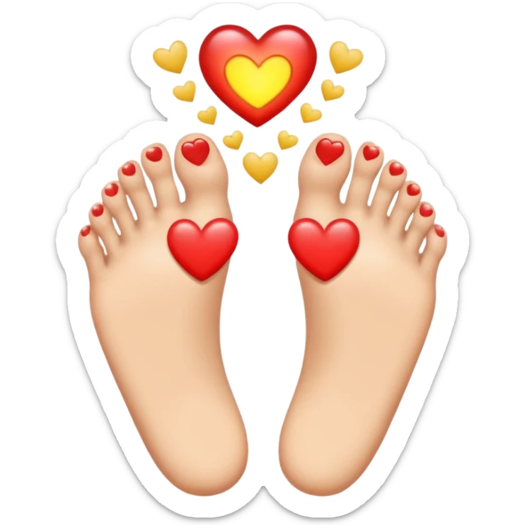 person with heart eyes looking at a pair of feet, showing adoration sticker