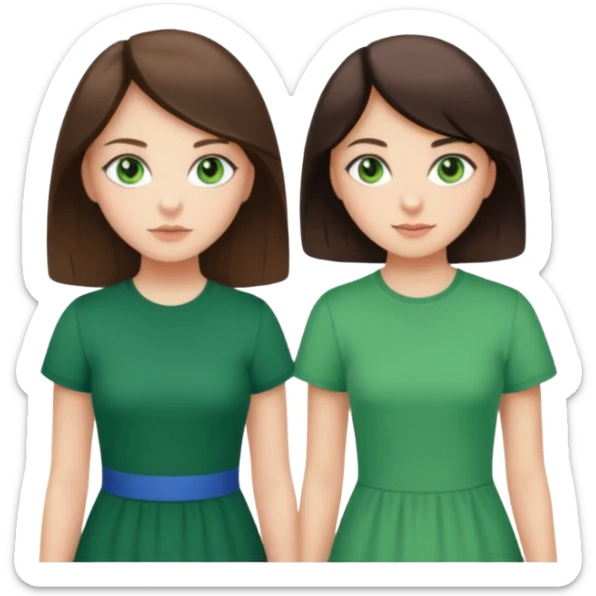 A brunette sister with green eyes and a brunette sister with green eyes in different clothes sticker