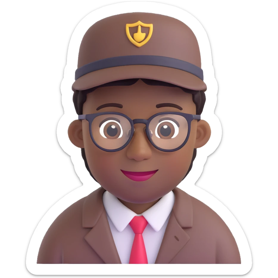 black man with glasses, Soul movie style, gentle smile, wearing a hat sticker
