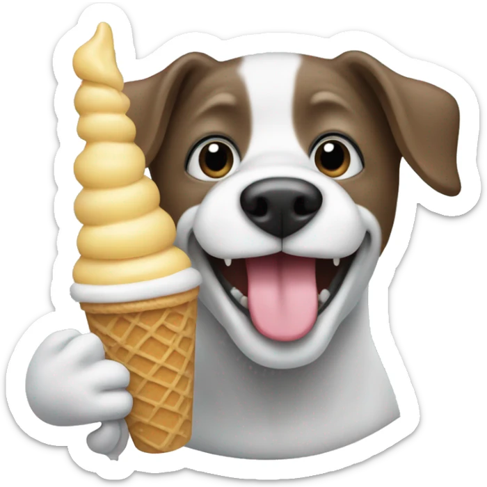 Dog eating Ice Cream sticker