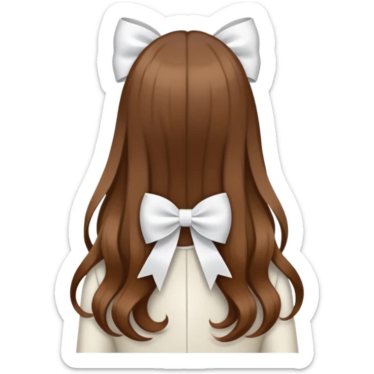 Brown long hairs with white bow from the back sticker