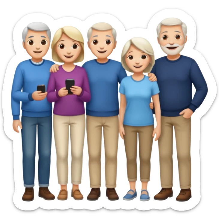 A large crowd of adults and seniors in casual clothing at an afterwork meeting sticker