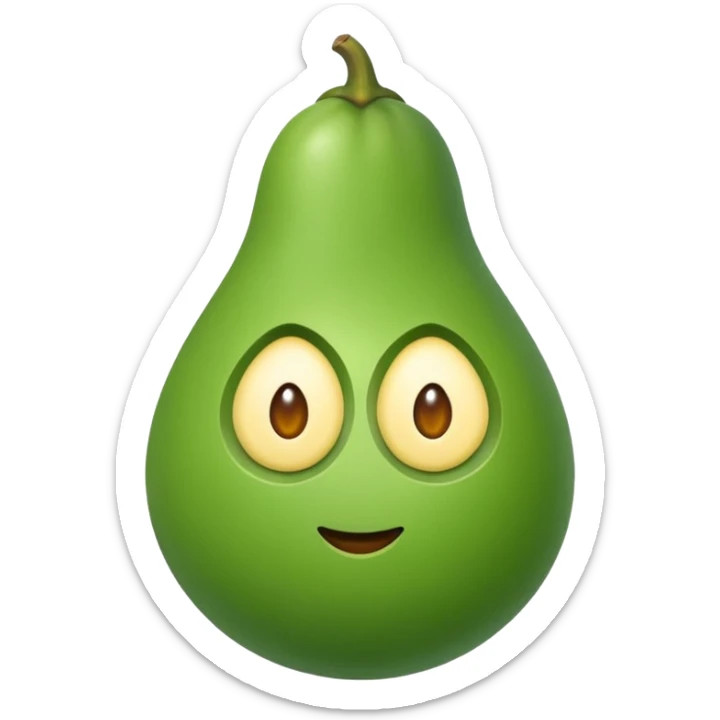 Eine grüne Birne in Herz Form auf der ein Stück Butter schmilzt mit Augen  sticker