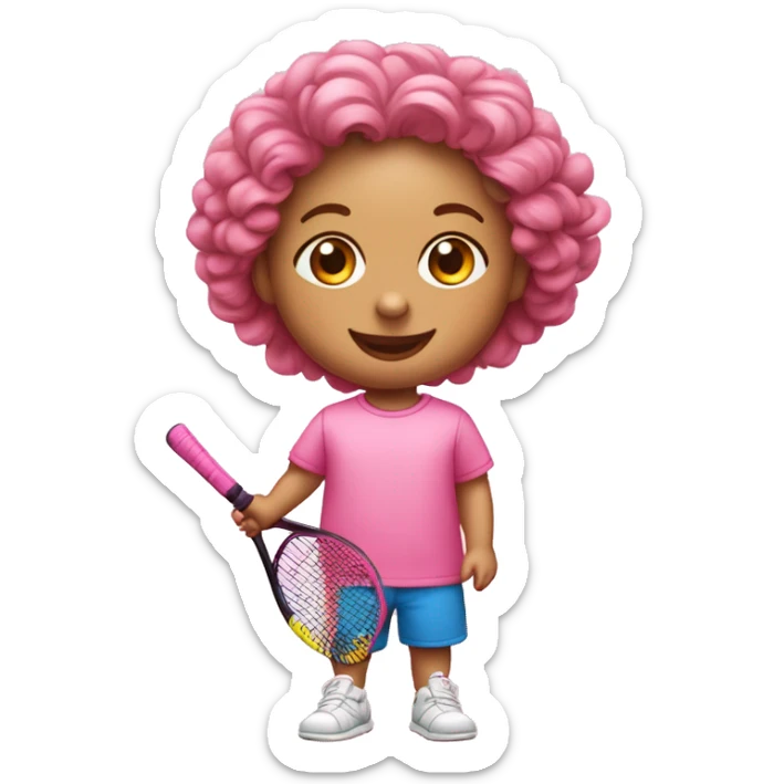 Projete um Emojis realista de  bebê com roupinha rosa e tenis de joelho  fazendo oraçao  sticker