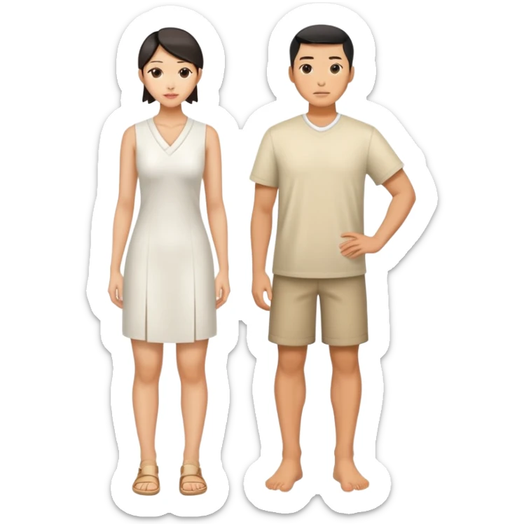 china men and woman photorealistic standing on feet sticker