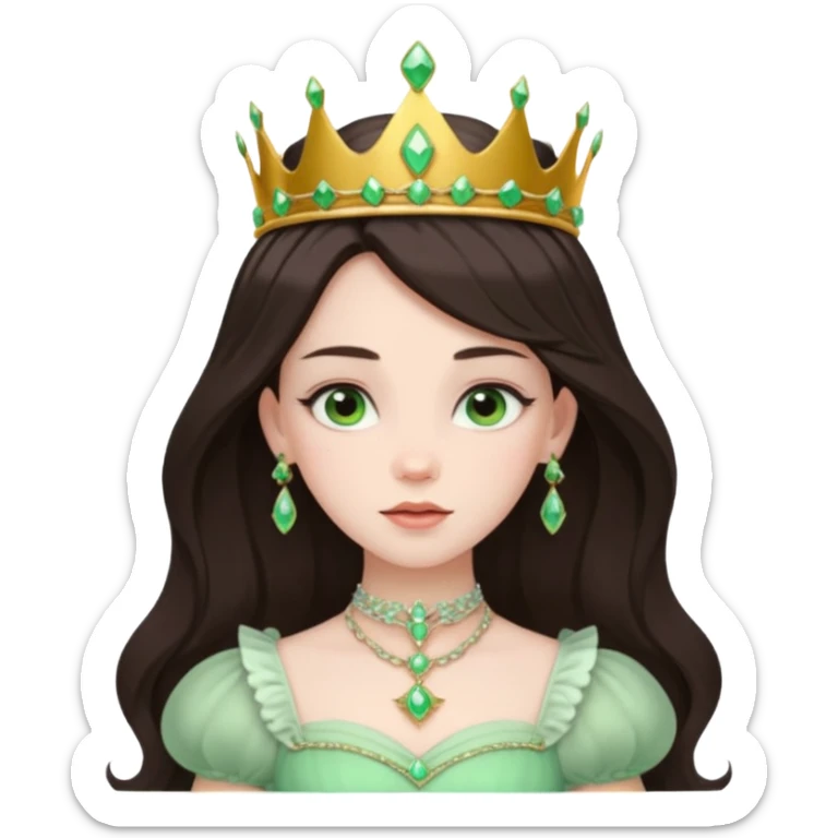 Princess Ozma from The Land of Oz with long dark brown hair, pale green outfit sticker