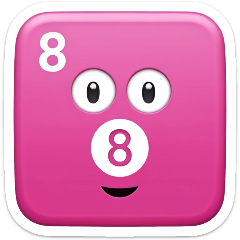 Pink square shaped character with a means it's numberblocks eight sticker
