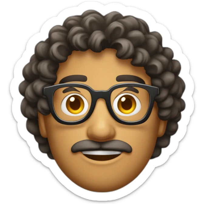 chico alto guapo pelo rizado moreno con gafas redondas y 19 años sticker