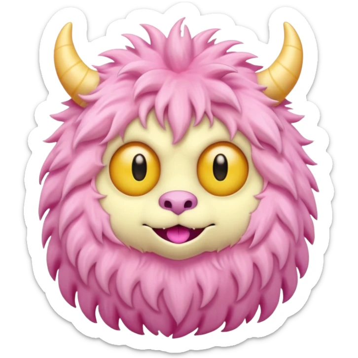 pink fluffy kind monster in soft pink, beige and yellow pastel colors sticker