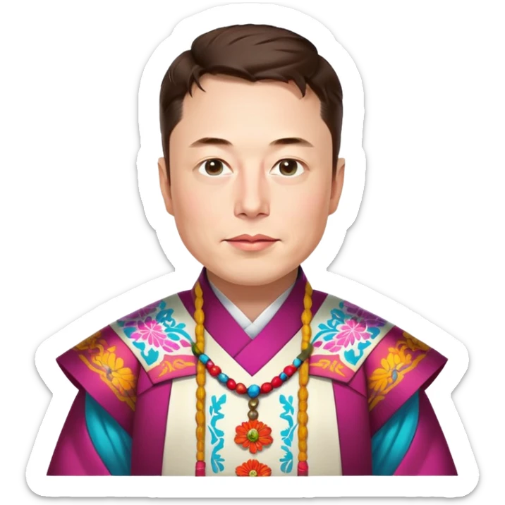 Elon Musk in colorful Korean traditional dress sticker