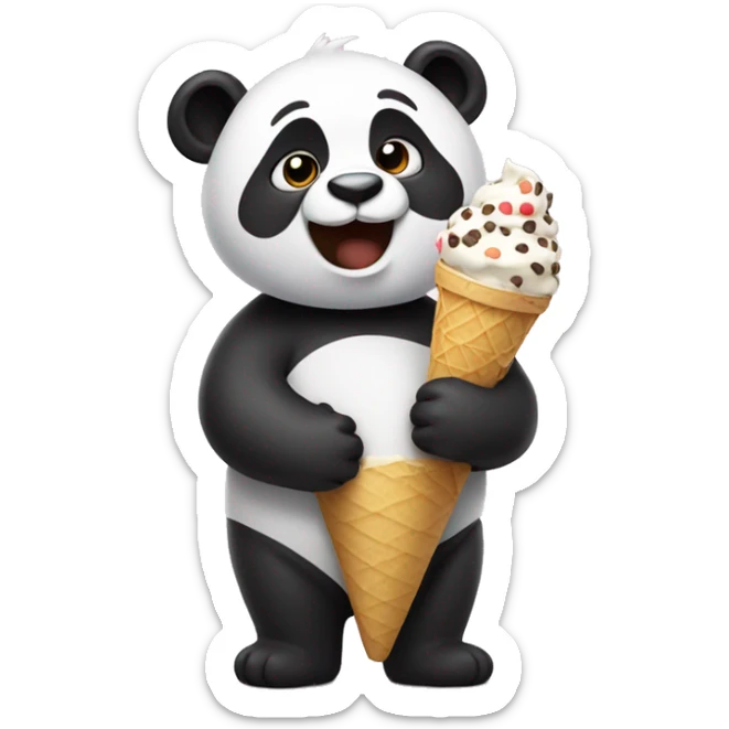 Panda eating ice cream sticker