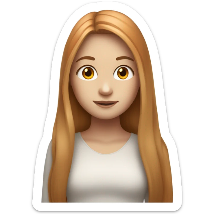A girl has white skin, orange and long hair.   sticker