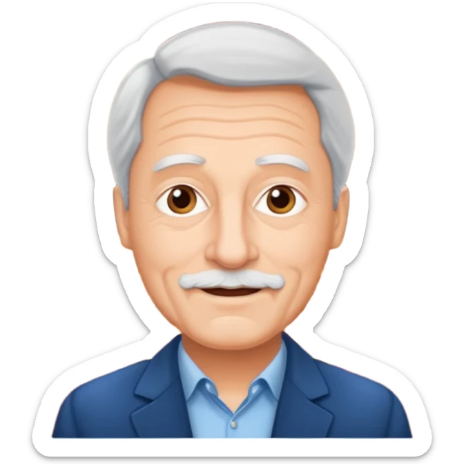 een man van 50 die een theather voorstelling geeft en een leuke grap maak met een theather op de achtergrond en hij moet nederlands zijn sticker