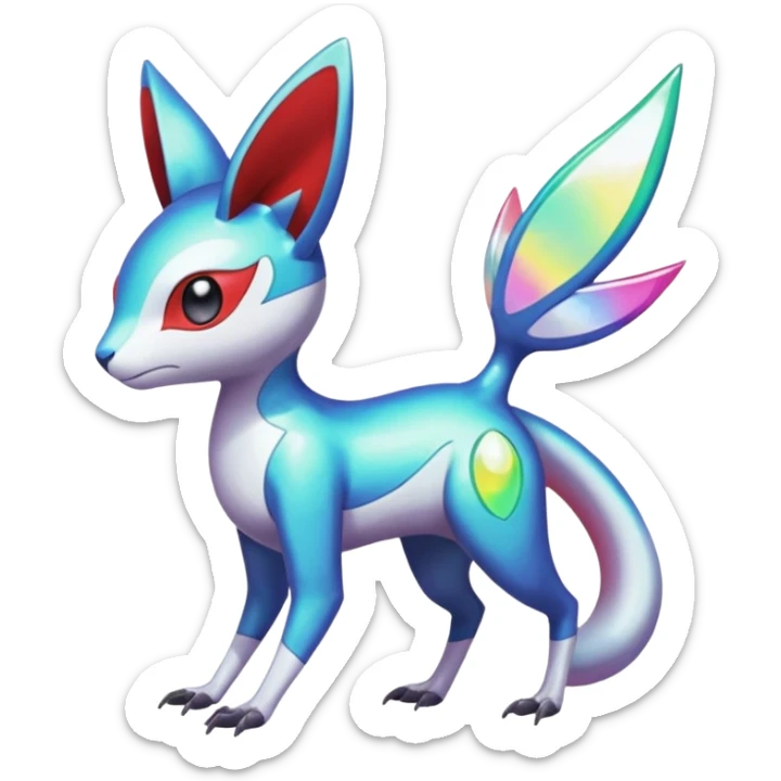 Shiny Colorful Vernid-Trico-Meloetta-Latias-Koraidon-Peppercat-Protogen-Pokémon-Digimon-Fakémon-fusion-hybrid-creature sticker