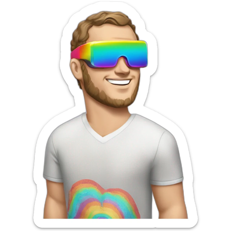 Fancy disco Jonathan Toews wearing rainbow lace shirt and wearing VR glasses sticker