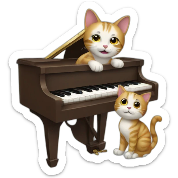 cat holding piano sticker