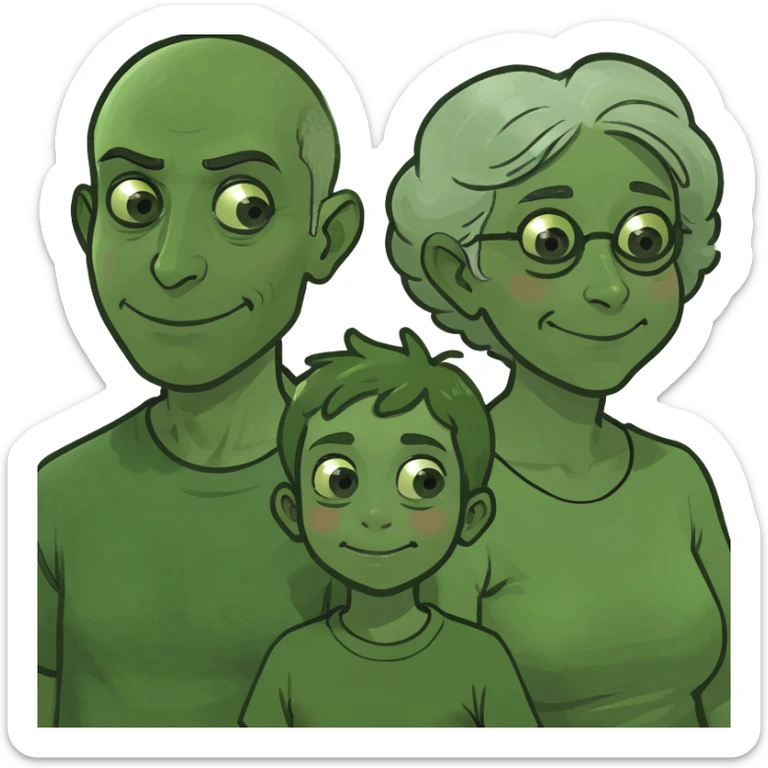 Mum, dad, grandma, teen girl, teen boy, toddler boy sticker