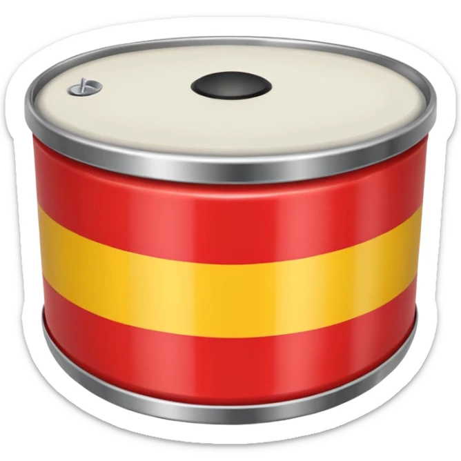 Quiero un emoji que sea un tambor de metal con la bandera de España  sticker