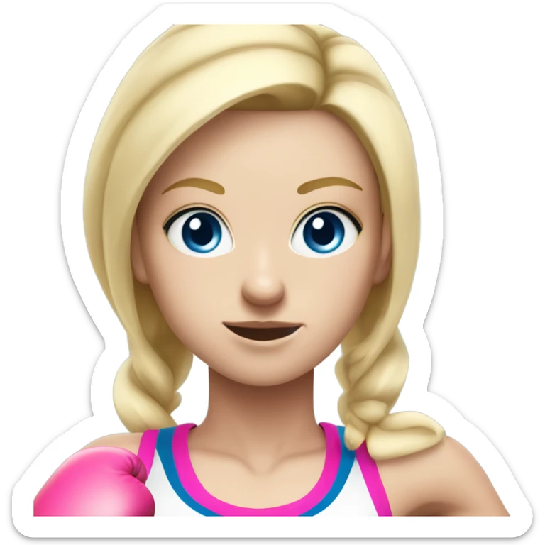 Blonde girl, white skin, blue eyes, slender, in pink activewear boxing  sticker