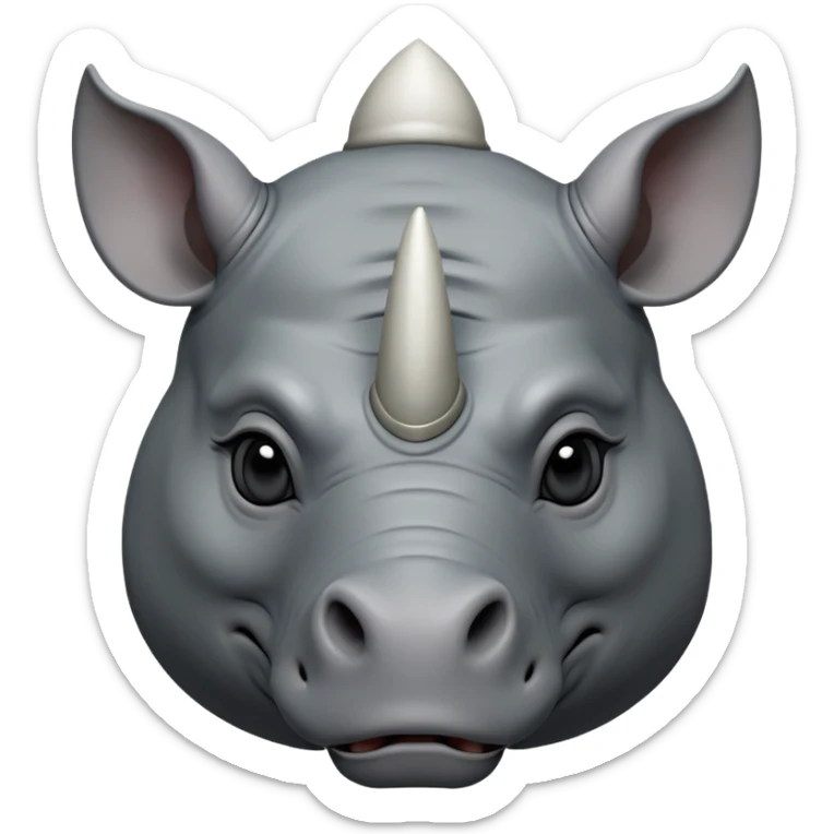 cinematic-noble--rhinoceros-portrait-emoji,slate-grey-hide--poised-and-regal,-with-a-massive,-powerful-build-and-a-thick, -deep-set-soulful-piercing-eyes,-simplified-yet-sharp-and-sophisticated-features,-highly-detailed,-large-black-eyes, zoomed out showing shoulders, large white horn  sticker