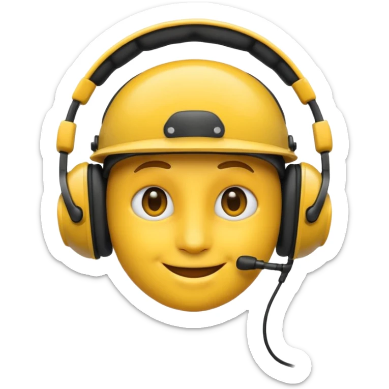 un emoji qui écoute de la musique avec un casque audio avec un léger sourire sticker