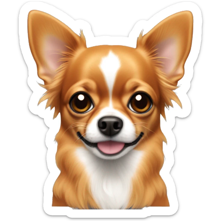 Dark orange long hair chihuahua with black mouth and ears. No white on head sticker