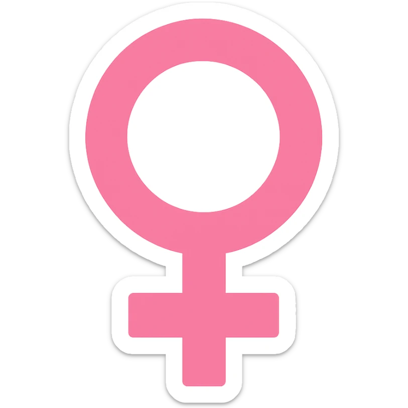 female gender symbol, flat pink, minimal emoji style, suitable for Discord role icon, color icon style, simple and bold, clean lines, modern look sticker