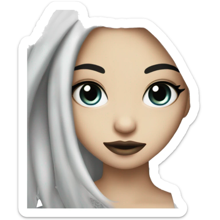 Beautiful girl with white skin, long black hair and tattoos sticker