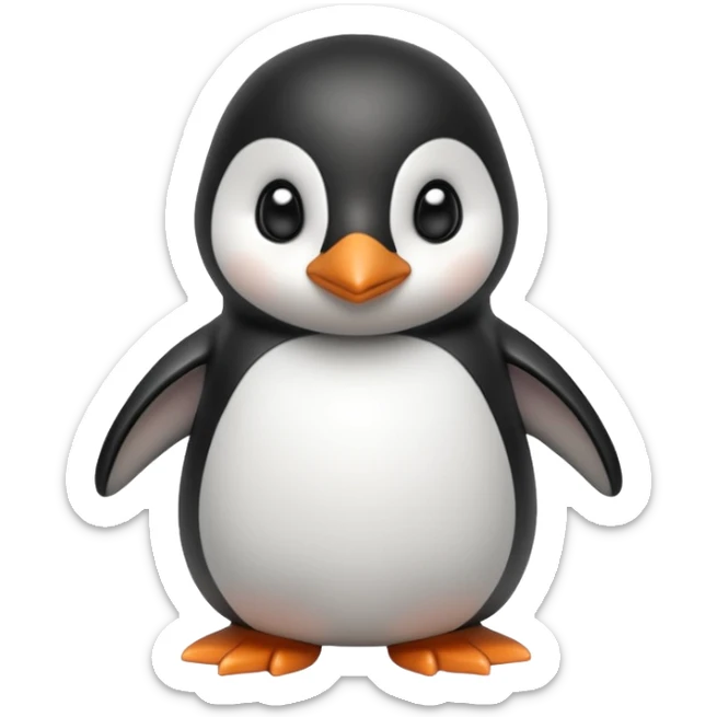 Isolated, detaile illustration of the most incredibly adorable baby penguin 
figurine imaginable, toy style. sticker