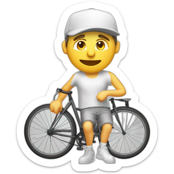 hombre gordo piel blanca con gorra bermudas pipa y bicicleta sticker