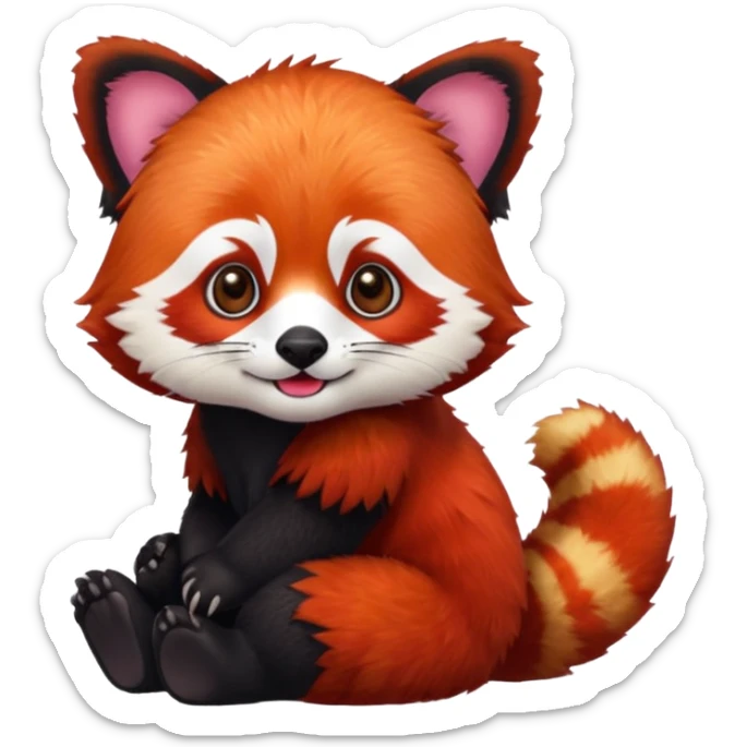 Make a logo of a red panda but instead of ginger fur, its fur is crimson red sticker