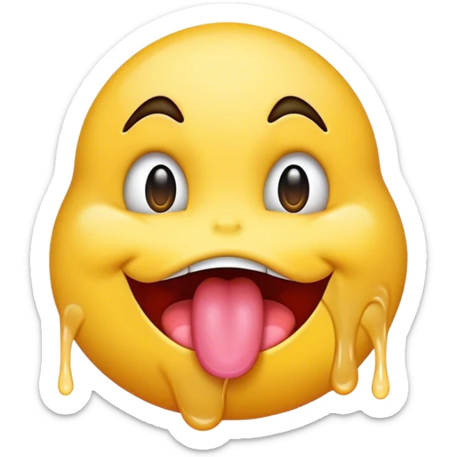 emoji with a lot of drool coming out and tongue out sticker