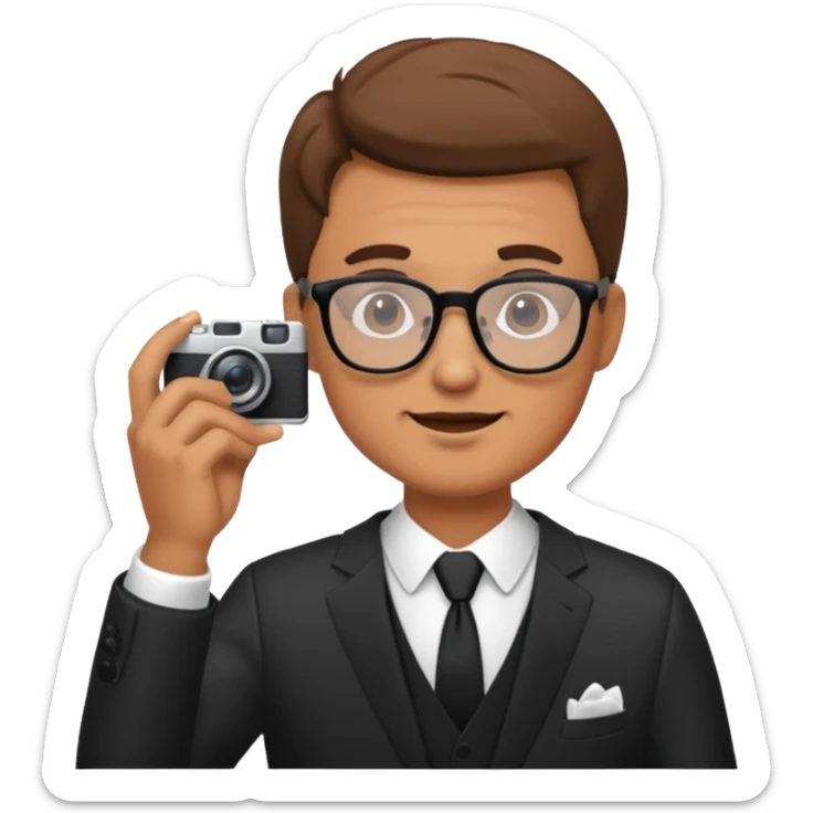 Hombre moreno con gafas haciendo fotos en una boda sticker