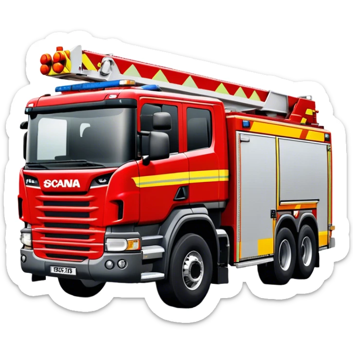 Fire Truck - Scania P320 Fire Truck (Model Year: 2015) (Iconic Colour: Red with white and yellow stripes) sticker