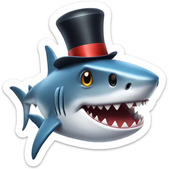 Shark with a top hat sticker