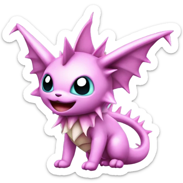 Pink Edgy Vaporeon dragon With Fins and spikes full body sticker