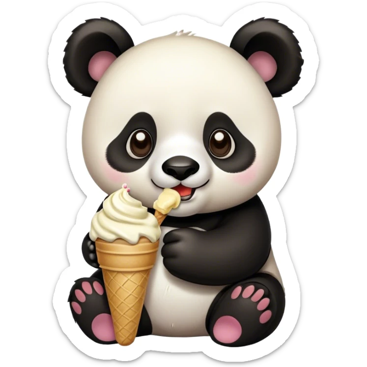 Panda eating ice cream sticker