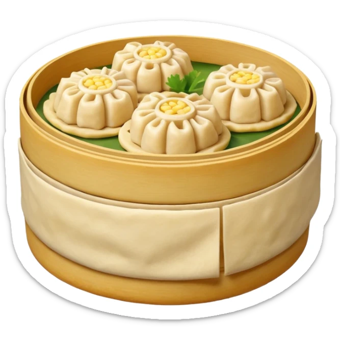 siu mai (a type of dim sum, just 1 cube of white color fish patty wrapped by yellow dough, leaving only the top part unwrapped, shape looks like short cylinder shape) sticker