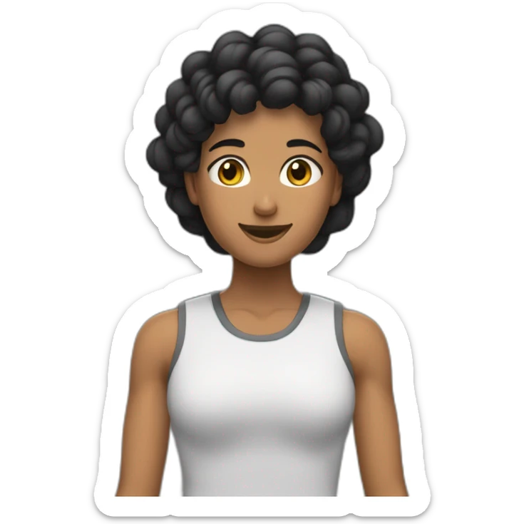 Persona de tes morena y pelo de color negro haciendo flexiones de brazos sticker