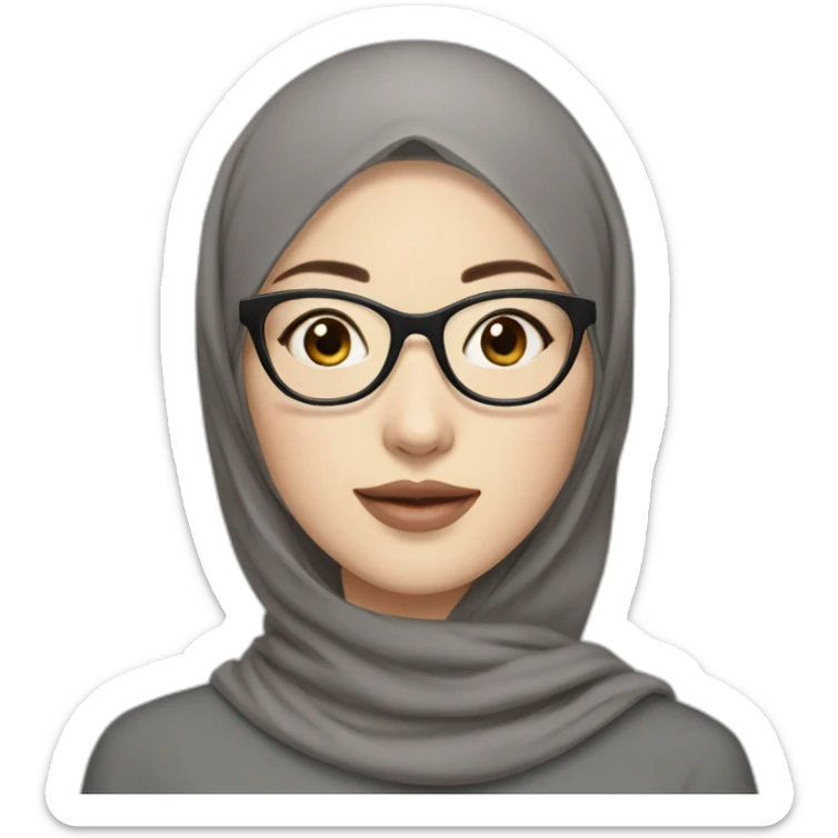 Beauty asian woman wear hijab and glasses pale skin sticker