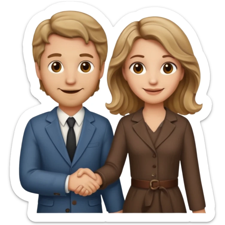 Married couple male dirty blonde hair and female brown wavy hair sticker