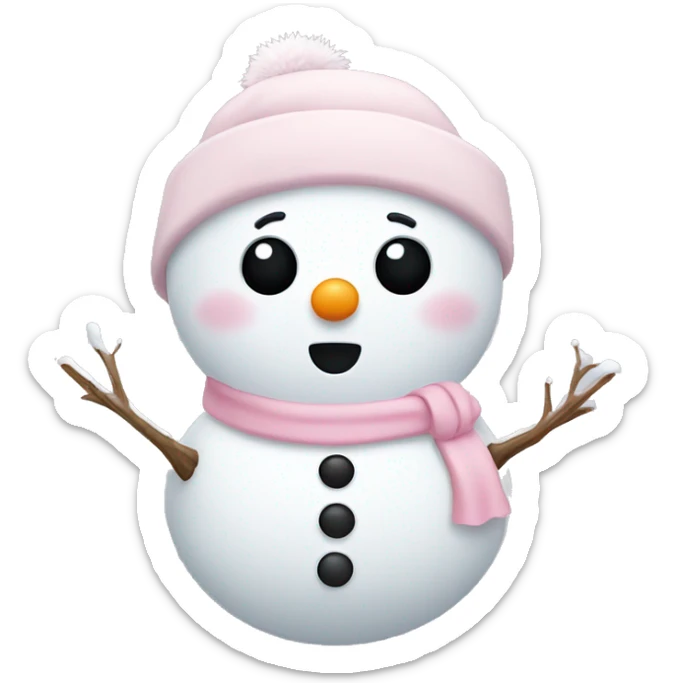 Cute white and light pink snowman sticker