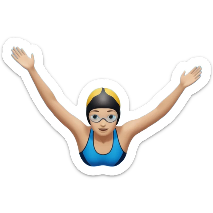 person swimming laps in pool zoomed out showing lap swiming back stroke, no more zoomed out full body but par under water I want to see the water more blue  sticker